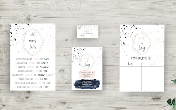 Gender Reveal Invitation Bundle, Decor, and Much More! Instantly Download Invitations, Old Wives Tales, and Voting Ballots