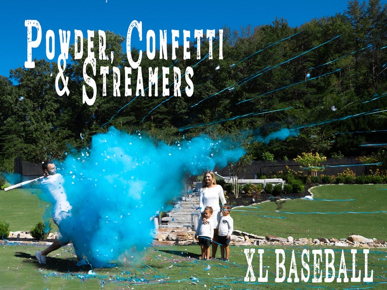 Gender Reveal Baseball Gender Reveal Baseballs in Pink or Blue Filled w/ Powder and or Confetti Pair with Our Cannons Handmade Baseball image 2