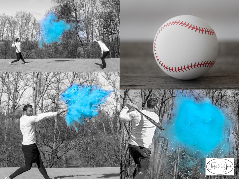 Gender Reveal Baseball Gender Reveal Baseballs in Pink or Blue Filled w/ Powder and or Confetti Pair with Our Cannons Handmade Baseball image 7