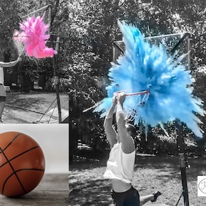 Gender Reveal Basketball Ball Filled w/ Pink or Blue Powder and or Confetti! Basketball Gender Reveal Pair w/ Powder & Confetti Cannons