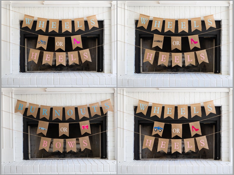 GUNS or GLITTER Burlap Banner The Perfect Gender Reveal Theme Customizable Burlap Banners Perfect Gender Reveal Ideas image 4