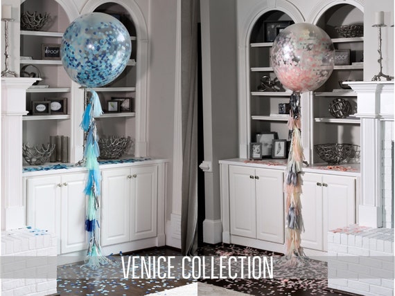 Confetti Balloons 36" 24" 12" Venice Collection™ By Tori & Jon™ Pink Blue Gender Reveal Decor Pair w/ Cannons
