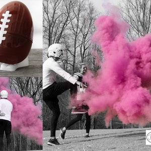 Gender Reveal Football 10 Football Gender Reveal w/ Powder & Confetti Gender Reveal Footballs in Pink, Blue, Purple, Green, Yellow, Orange image 5