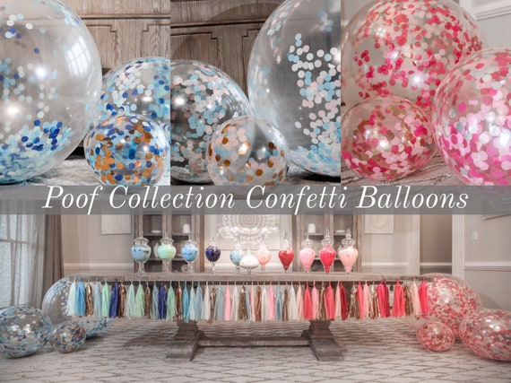 Confetti Balloons 36" 24" 12"  for Gender Reveals from the Poof Collection™ By Tori & Jon™ Designer Gender Reveal Decor Pair w/ Cannons