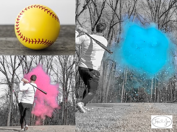 Softball Gender Reveal Softball Powder and or Confetti Softballs in Pink or Blue Pair with Powder Cannons or Confetti Cannons! Handmade!