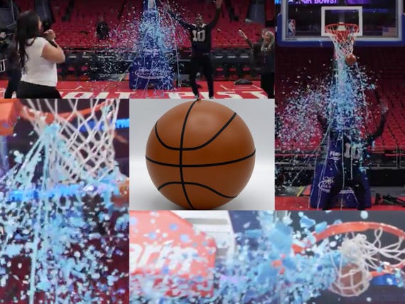 CONFETTI BASKETBALL Gender Reveal Ball! Filled with Pink or Blue Confetti and Streamers! Gender Reveal Basketball for Indoor or Outdoors