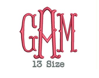 FishTail Monogram Embroidery, Embroidery Design Monogram Font, Embroidery Monogram Alphabet Designs