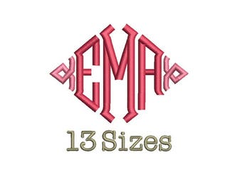 Point Diamond Monogram Embroidery, BX Font, Embroidery Design Monogram Font, Embroidery Monogram Alphabet Designs