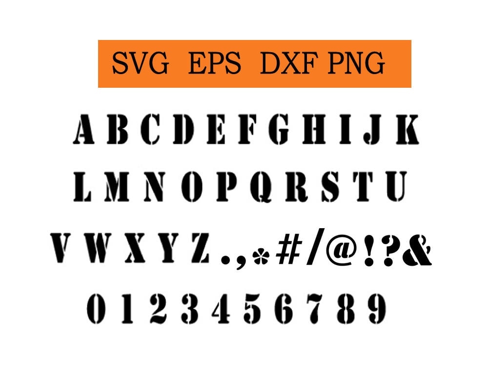 Download Stencil Font in SVG / Eps / Dxf / Jpg files INSTANT DOWNLOAD | Etsy