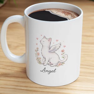 Angel Cat Personalizable Ceramic Mug image 1