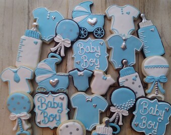 Baby Shower Cookies Boy Etsy Baby Shower Cookies Boy Etsy