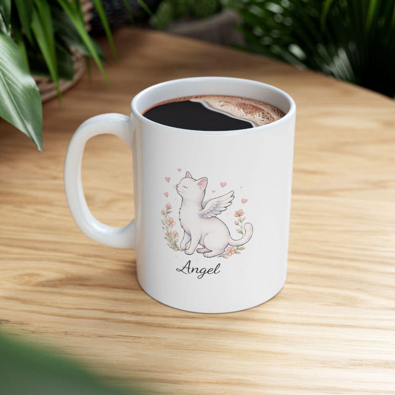 Angel Cat Personalizable Ceramic Mug image 1