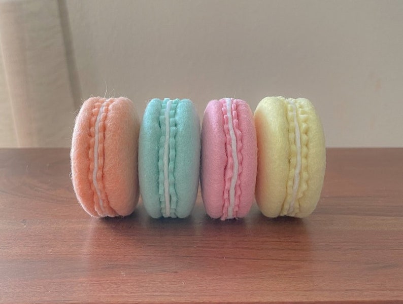 Felt Food French Macarons Set of 4 Sorbet Pastels. Pretend Play Food