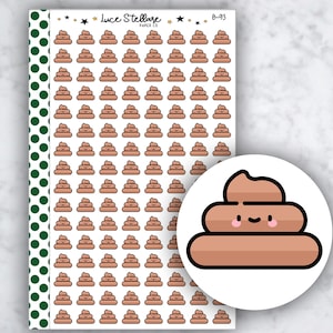Pegatinas para planificador con forma de emoji de popó / Pegatinas de emoji / Planificador Erin Condren / Pegatinas para planificador feliz / Pegatinas funcionales / Planificador vertical / B-93