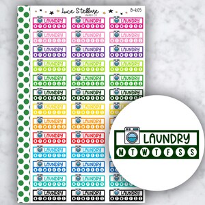 LAUNDRY WEEKLY TRACKER Planner Stickers / Laundry Planner Stickers / B-