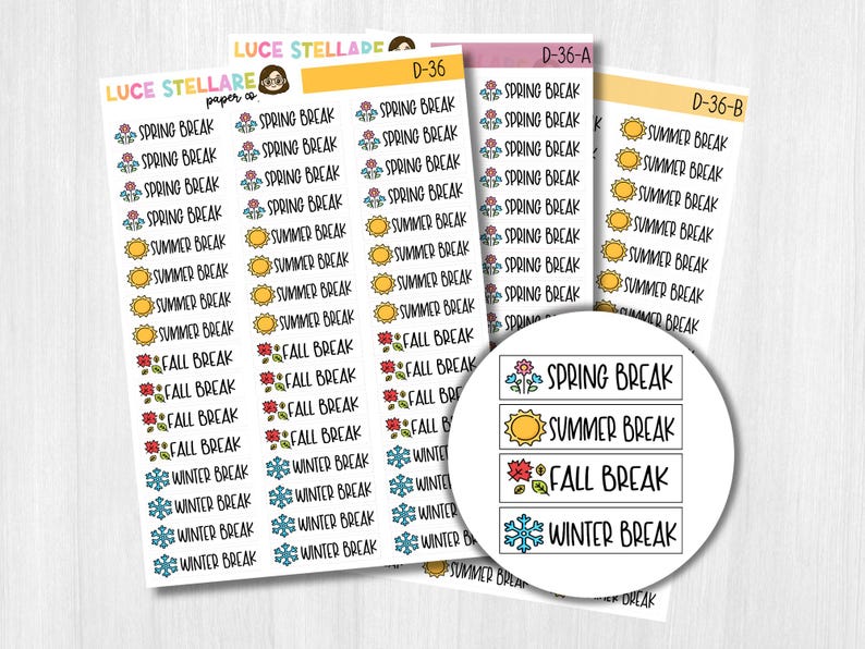 Spring Break Countdown Sticker School Break Planner Stickers / D-36 - Etsy