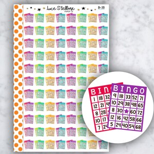 BINGO Planner Pegatinas / Bingo Cards Planner Pegatinas / Bingo Night Reminder / Bingo Tracker / Erin Condren Planner / Happy Planner /B-38