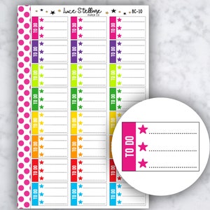 LISTA DE VERIFICACIÓN DE TAREAS Planificador de media caja con pegatinas / bc-10