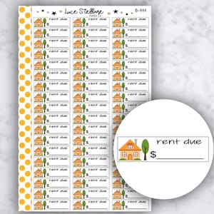 RENT DUE Planer Aufkleber / Bill Due Aufkleber / Budget Aufkleber / Erin Condren Planer / Happy Planner / Funktionale Aufkleber / B-444