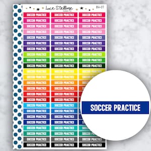 SOCCER PRACTICE HEADER Planner Stickers / Game Day Reminder / Soccer Game Tracker/ Header Planner Stickers / Bh-07
