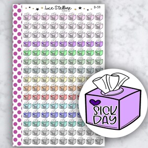 TISSUE BOX Planner Stickers / Sick Day Planner Stickers /  B-59