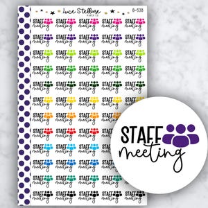 1 STAFF MEETING Planer Aufkleber / Meeting Erinnerungssticker / B-538
