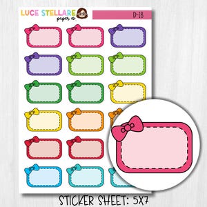 Media caja con pegatinas para planificador con lazo / D-18