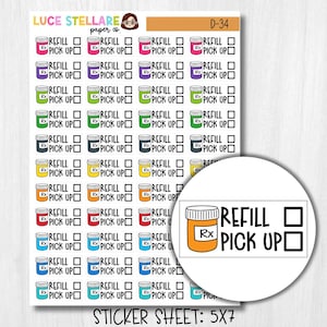 Refill Medication Planner Stickers / D-34