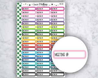 MEETING Planner Stickers /Meeting Reminder Stickers /Erin Condren Planner / Happy Planner Stickers / Quarter Box Stickers BI-03