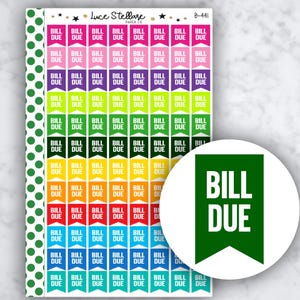 Naklejki na planer BILL DUE / Naklejki z flagą Bill Due / Naklejki z terminem płatności / Naklejki budżetowe / Planer Erin Condren / Planer Happy / B-441
