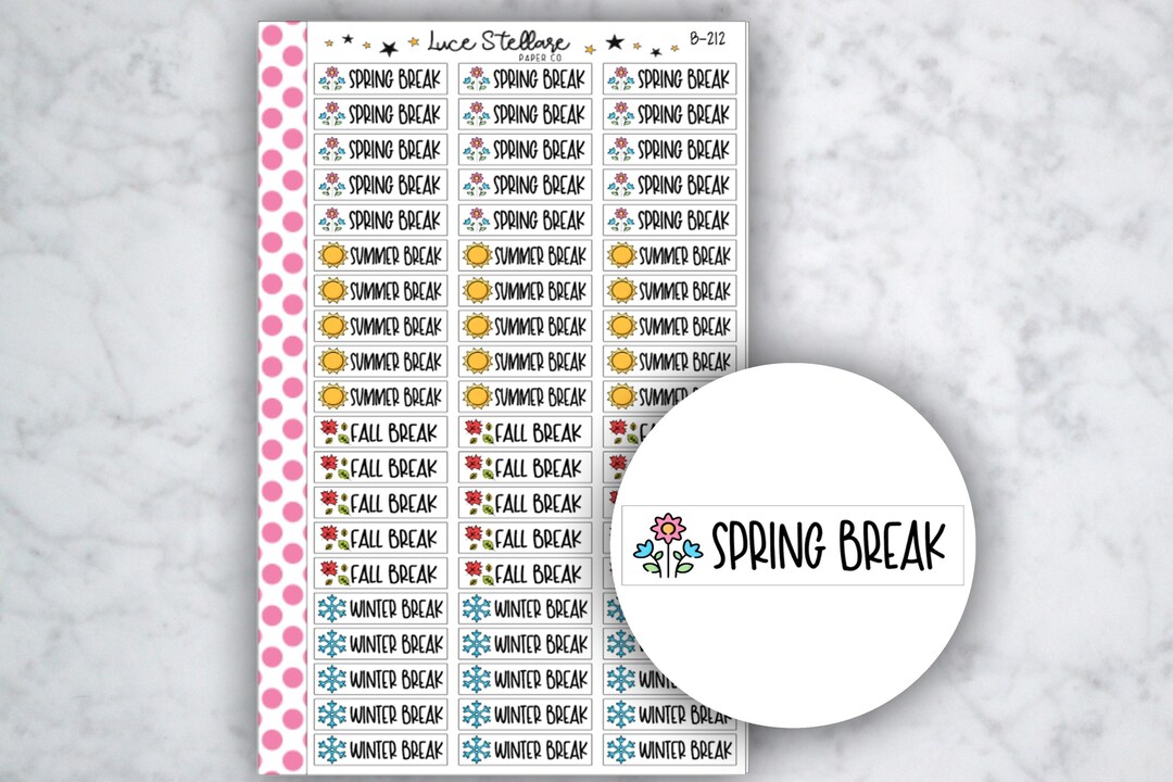 SCHOOL BREAK Planner Stickers / Summer Break Stickers / Spring Break ...