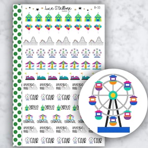 Pretpark planner stickers / Fair planner stickers / Circus planner stickers / Erin Condren planner / stickers dagje uit / B-33