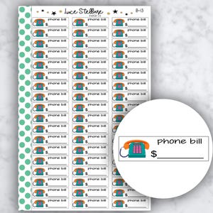 PHONE BILL DUE Planner Pegatinas / Bill Due Pegatinas / Erin Condren Planner / Happy Planner / Pegatinas funcionales / Pegatinas de iconos /B-13