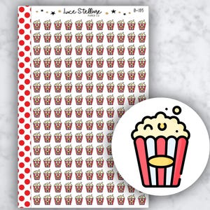 POPCORN Planner Stickers / Movie Night Planner Stickers / Movies Planner Stickers / Erin Condren Planner / B-185