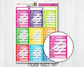 Pegatinas para planificador de medidas corporales (caja completa) / H-13