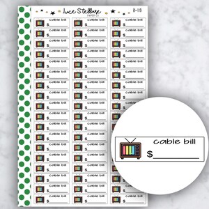 CABLE BILL DUE plannerstickers / Bill Due-stickers / Erin Condren planner / Happy planner / functionele stickers / Budger-stickers /B-118