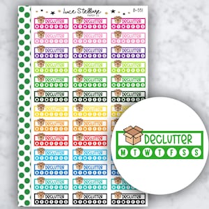 Adesivi per planner DECLUTTER / Tracker giornaliero per il decluttering / Promemoria giornaliero per il decluttering / B-551