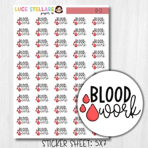 Blood Work Planner Stickers / Lab Work Reminder Stickers  / D-11