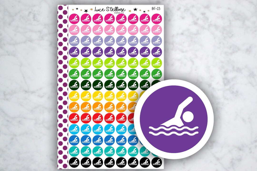 SWIM Icon Planner Stickers / Swimming Dots Stickers / BF-23 - Etsy