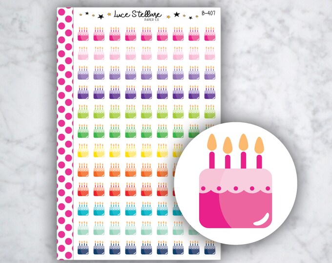Birthday Planner Stickers Icon Erin Condren Life Planner Happy Planner Mambi Birthday Cake ...