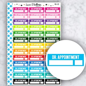 Pegatinas de planificador para citas médicas, pegatinas de recordatorio de citas, pegatinas de recordatorio para médicos, rastreador de citas, BC-22