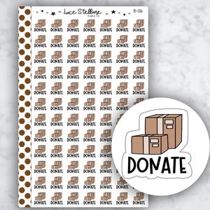 Adesivi per planner DONATE / Adesivi per planner con consegna donazioni / Promemoria donazioni / Planner Erin Condren / Adesivi per planner Happy / B-06