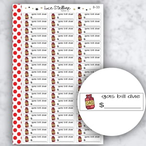 GAS BILL DUE planner stickers / Bill Due stickers / Erin Condren planner / Happy planner / functionele stickers / pictogram stickers/B-301