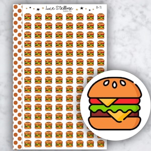 Pegatinas para planificador de HAMBURGUESAS / Recordatorio para una noche de barbacoa / Pegatinas para cenas familiares / Pegatinas para hamburguesas / Planificador feliz / Planificador Erin Condren - B-71