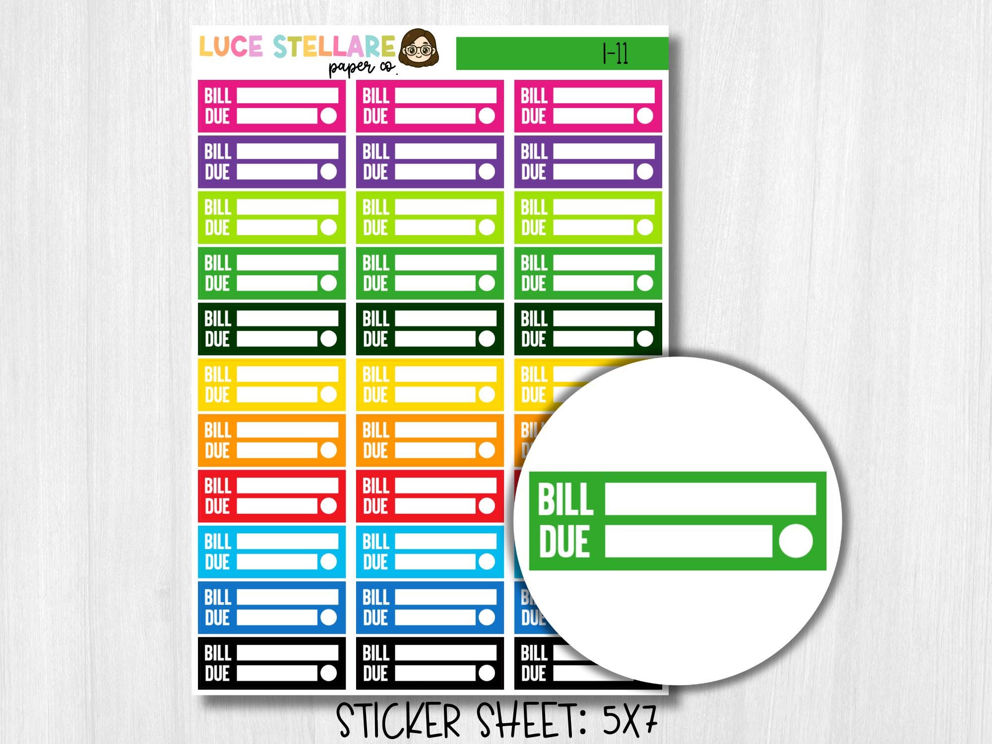 Bill Due Planner Stickers / Budget Planner Stickers / I-11 - Etsy