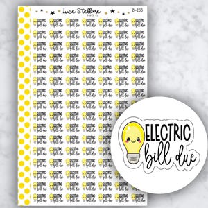 Plannerstickers ELEKTRISCHE REKENING/Budgetstickers/Budgetplannerstickers/Elektriciteitsrekening verschuldigd/B-203