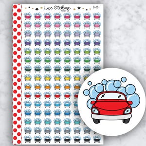 CAR WASH planner stickers / stickers wasauto planner / stickers schoonmaken / washerinnering / autotracker organiseren / Erin Condren / B-18