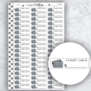 TARJETA DE CRÉDITO Bill Due Planner Pegatinas / Bill Due Pegatinas / Erin Condren Planner / Happy Planner / Pegatinas funcionales / Pegatinas de iconos /B-04