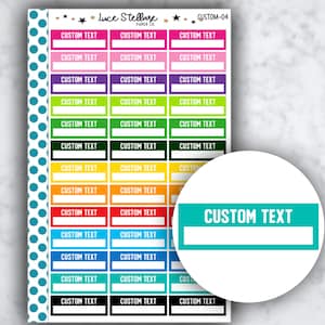 Custom Text Quarter Boxes Planner Stickers / Custom Planner Stickers / Erin Condren Planner / Happy Planner Custom Text /Functional Stickers