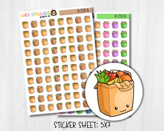 Kawaii Grocery Bag Planner Stickers / B-258